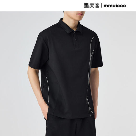 墨麦客男装空气层重磅polo衫男2026夏新款结构分割男士短袖71827. 商品图2
