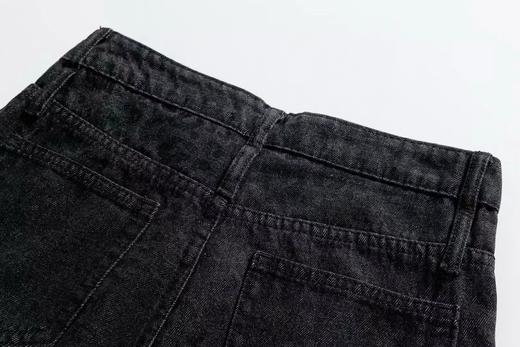 F030680做旧黑灰色高腰设计豹纹慵懒阔腿牛仔裤 商品图14