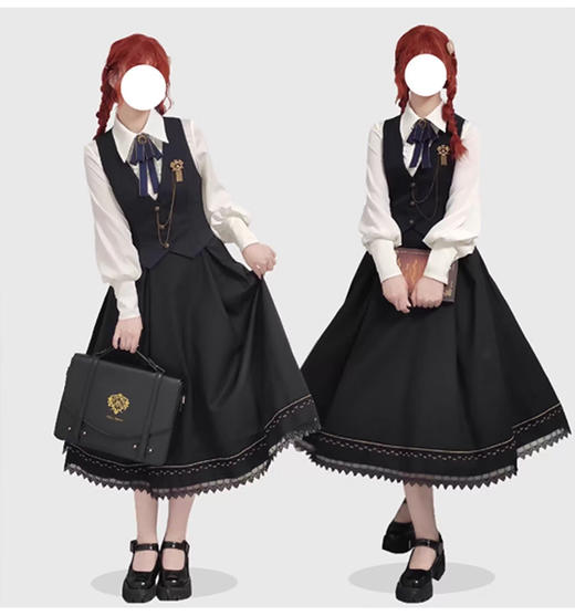 裁缝学苑AS641复古Lolita 衬衫马甲半身裙套装纸样女装三件套样板图纸 商品图1