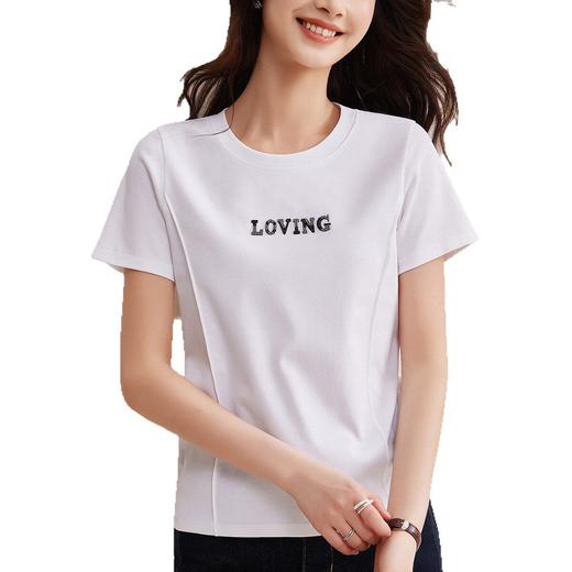 「自j」全新升级【铂金会员146/天猫189/差价43】(00058)洛诗琳气质丝光棉T恤2026春夏新款百搭时尚减龄显瘦T恤女 商品图4