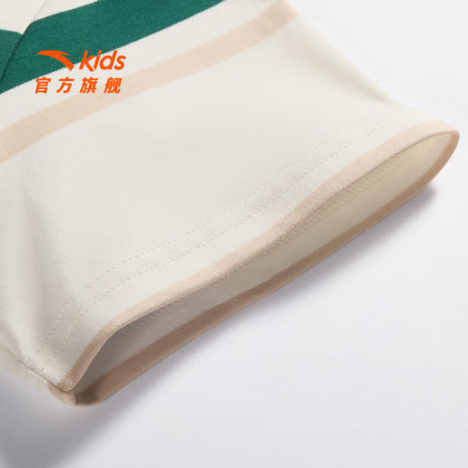 安踏儿童T恤男大童装2026夏季新品纯棉舒适透气条纹翻领短T352628107 商品图3