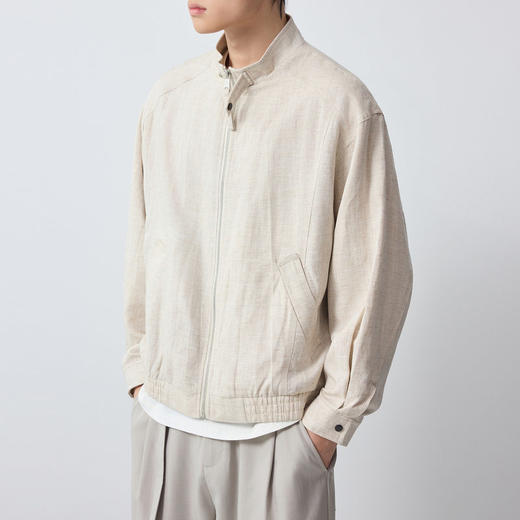墨麦客男装高智通勤立领男士夹克2026春新款亚麻混纺外套男81568. 商品图1