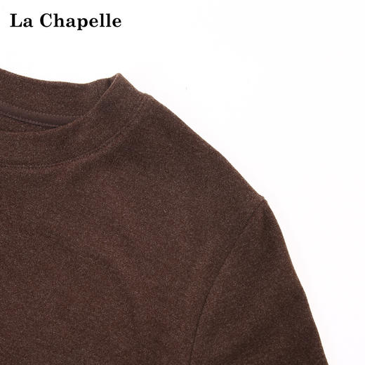 天猫同步【双面绒/高弹】拉夏贝尔/La Chapelle微胖MM必入！圆领前开叉微收腰设计简约通勤感打底衫 商品图2