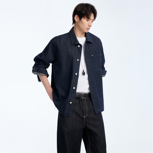 NPC潮牌亚麻混纺肌理感牛仔衬衫胸前大口袋微阔秋上新NP5CDC24 商品图2