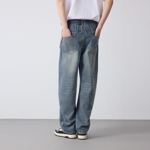 墨麦客男装美式休闲金属装饰牛仔裤2026春新款松紧腰裤子男97370. 商品图4