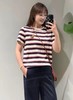 小禾同款条纹撞色刺绣短袖T  26Y03023- 商品缩略图0