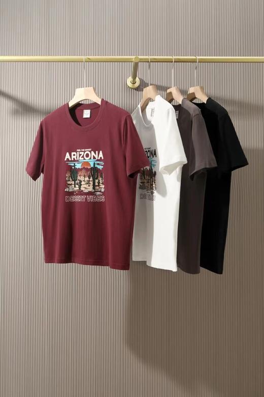 F030642抽象派沙漠磨毛水洗棉复古短袖T恤 商品图5