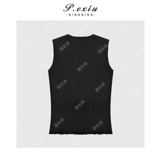 PanYiXiu/潘依绣绵羊毛字母贴布修身显瘦无袖V领针织背心ZZ1026 商品图2