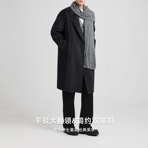 墨麦客长款双面呢大衣男2025冬季新款双排扣绵羊毛毛呢外套81493. 商品图1