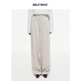 SELFWHO天丝醋酯混纺老钱风西裤女2026春新款宽松阔腿垂感休闲裤