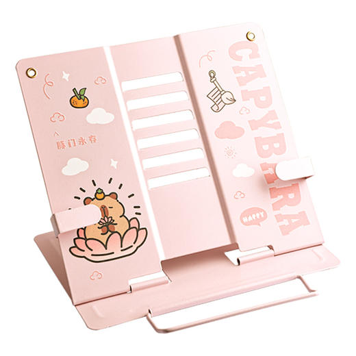 【老师推荐❗️卡皮巴拉阅读架】多功能金属阅读架，养成阅读好习惯「颈椎更舒适」桌面书架子桌上学生用书夹书靠书立书本夹书器L 商品图4