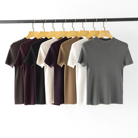 【高品质私服】【扬子16针精纺纱线短袖】利落修饰颈部线条，轻松提升整体造型的精致度YS24090【仅限签收48小时内退换】-CC