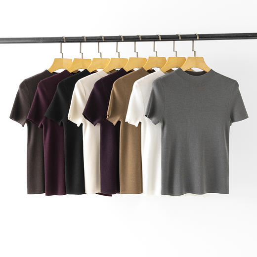 【高品质私服】【扬子16针精纺纱线短袖】利落修饰颈部线条，轻松提升整体造型的精致度YS24090【仅限签收48小时内退换】-CC 商品图0