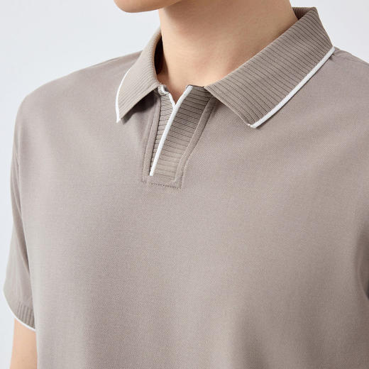 墨麦客男装高智通勤撞色Polo衫2026春季新款小V领男士polo衫75269 商品图3