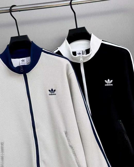 F030648男女同款针织华夫格立领运动宽松夹克外套 商品图1