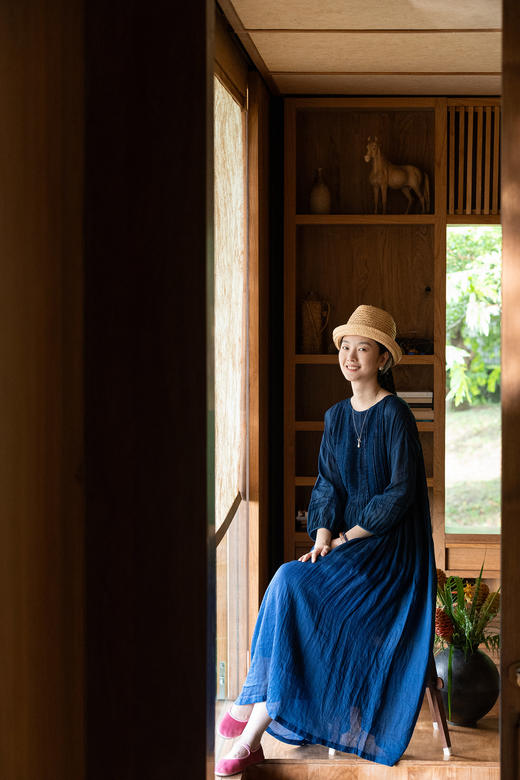 艺术家联名款 牧衣游靛蓝染苎麻连衣裙 福利款 杏苡不支持会员折 商品图5
