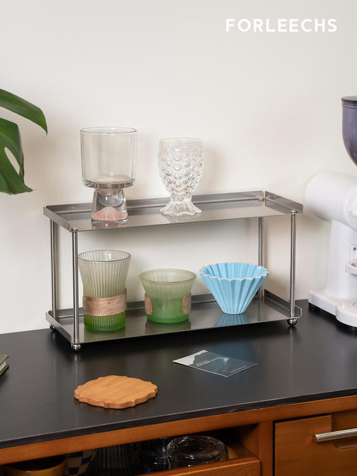 FORLEECHS桌面置物架极简不锈钢杯子收纳多层咖啡杯架香水置物架 商品图6