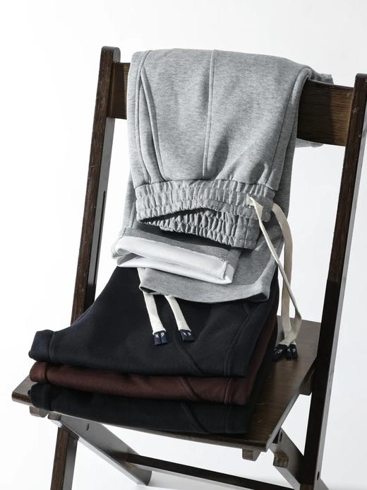 F030602慕冬绒复合牛奶丝棉纯色抽绳松紧腰休闲裤拼接设计直口裤脚运动卫裤 商品图3