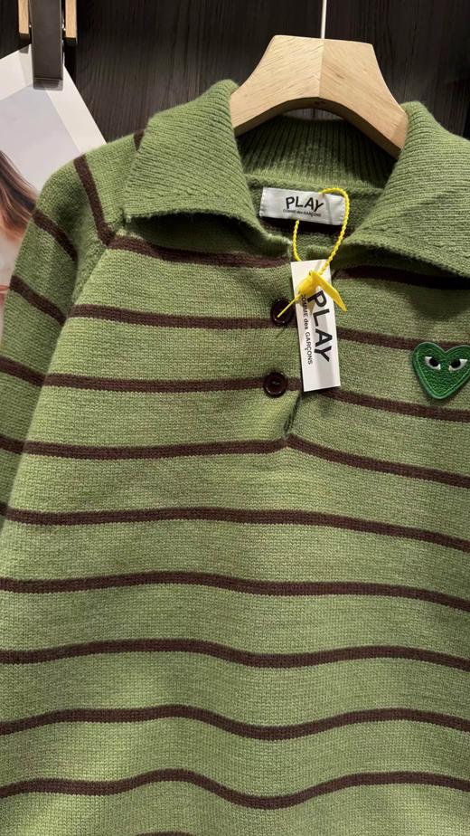 F030665韩系可爱绿色条纹宽松微短款针织Polo衫 商品图12