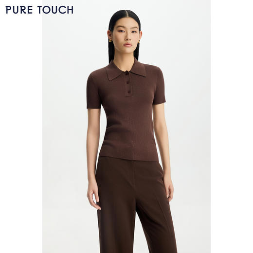 商场同款PURE TOUCH女装26春夏新款短袖Polo衫弹力修身半袖针织衫 商品图0