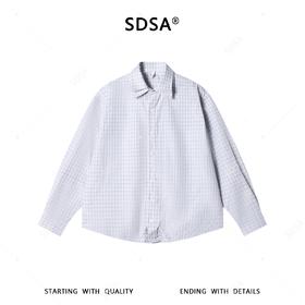 SDSA男装2026新款高贵轻奢韩版简约格子双翻领长袖衬衫百搭衬衣
