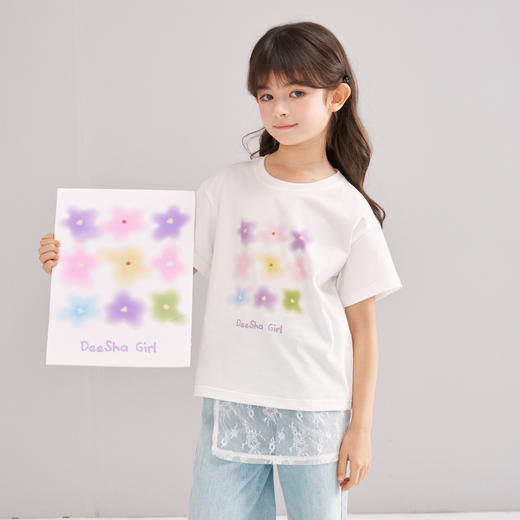 笛莎/Deesha 【松饼熊】2026年夏季新款女童索罗那原纱防晒短袖T恤 商品图3