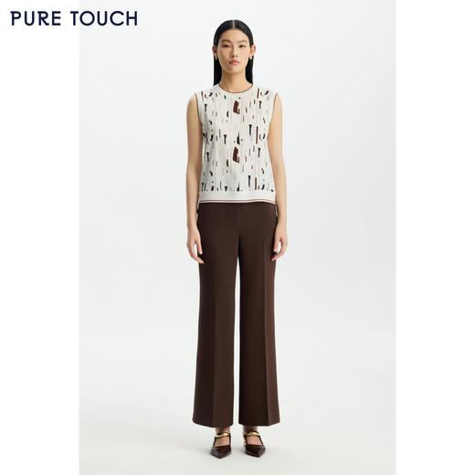 商场同款PURE TOUCH女装26春夏新款无袖上衣针梭拼桑蚕丝印花背心 商品图3