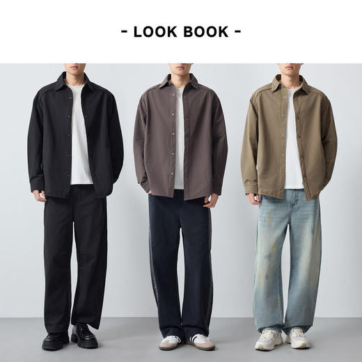 墨麦客男装高智通勤衬衫夹克男2026春季新款条纹拼接外套男81564. 商品图4