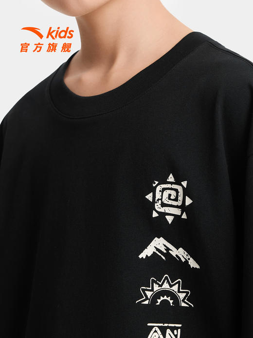 狮子王联名安踏儿童男童针织短袖2026年夏季新款舒适亲肤黑色短T 352628105 商品图3