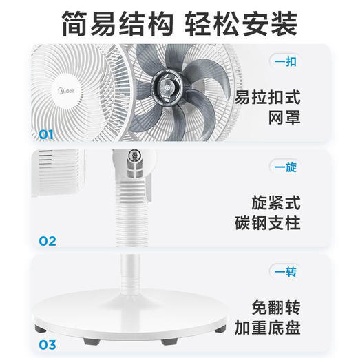 美的SAF30AC电风扇家用落地扇台立两用7叶机械式电扇简约新款宿舍 商品图2