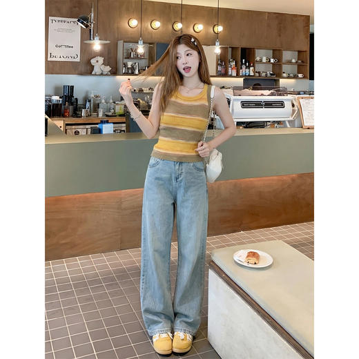 <曾小咸推荐>韩系黄拼咖挂脖无袖针织背心 商品图1