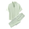日式无印竹纤维家居服良品纯色情侣睡衣套装冰丝夏季短袖长裤凉感 商品缩略图3