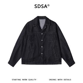 SDSA男装2026新款高贵轻奢时尚复古纯色多口袋翻袋牛仔夹克外套