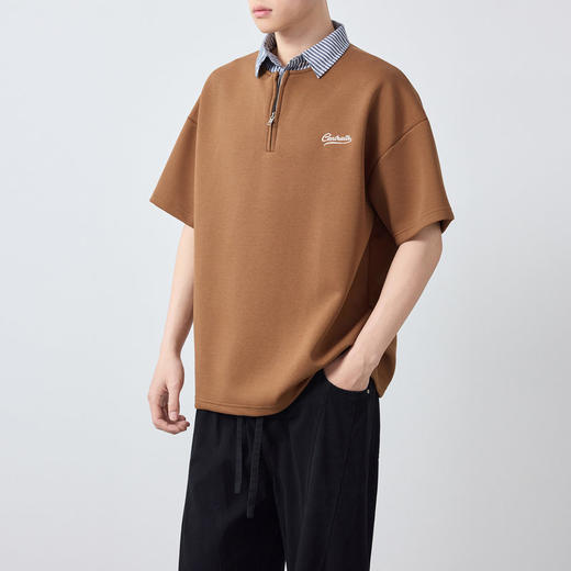 墨麦客高智通勤条纹撞色POLO衫男2026新款简约刺绣男士T恤75208. 商品图2