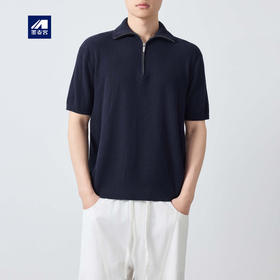 墨麦客高智通勤针织短袖polo衫男2026夏款坑条肌理男士T恤75203.