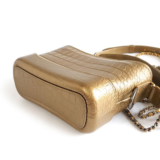 【95新】CHANEL香奈儿流浪包AS0865B00814N4775小号金色鳄鱼纹压花牛皮手提斜挎流浪包女士250226NJS25 商品图6