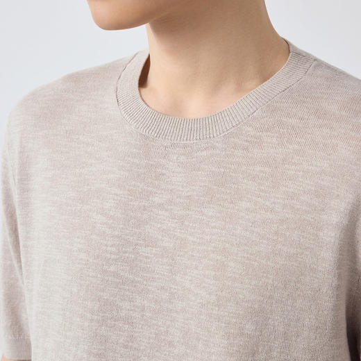 墨麦客男装高智通勤竹节麻棉t恤男夏新款230g纯色男士短袖75216. 商品图3