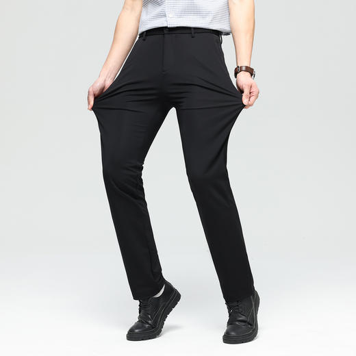 【铜氨纤维】德鲨鲨鱼男装黑色弹力休闲裤2026春夏新款百搭长裤子 商品图2