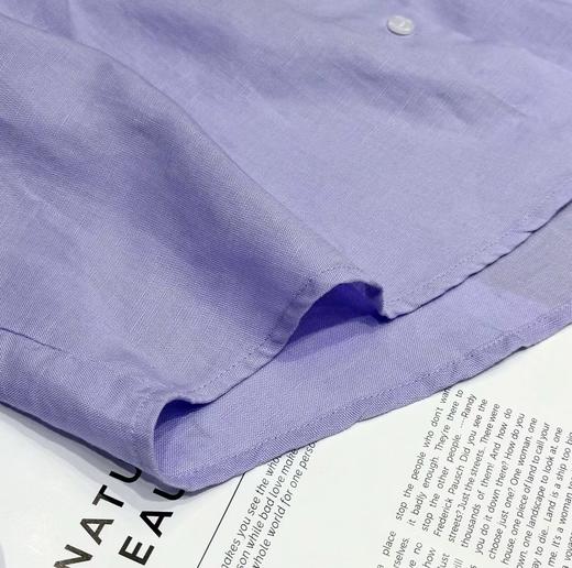F0306102早春新款天丝亚麻香芋烟熏紫色长袖衬衫 商品图8