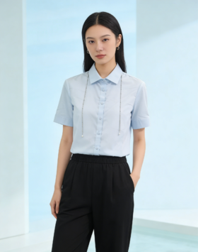G2000女装SS26商场新款【抗菌/吸湿速干/防皱免烫/配链】修身短袖衬衫611221803