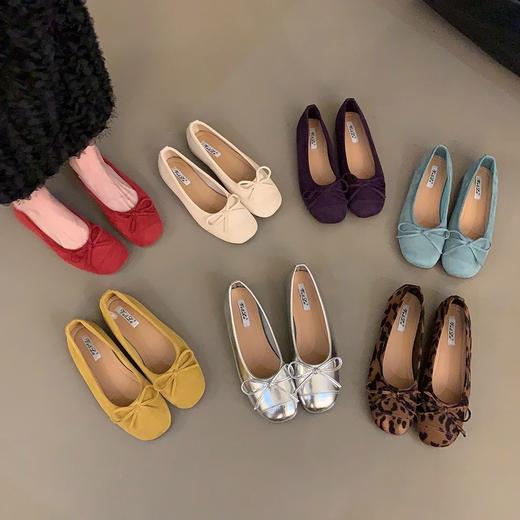 【54.9/双】法式复古软底单鞋银色女鞋子夏季瓢鞋晚风蝴蝶结平底鞋红色奶奶鞋聚★为爱严选 商品图0