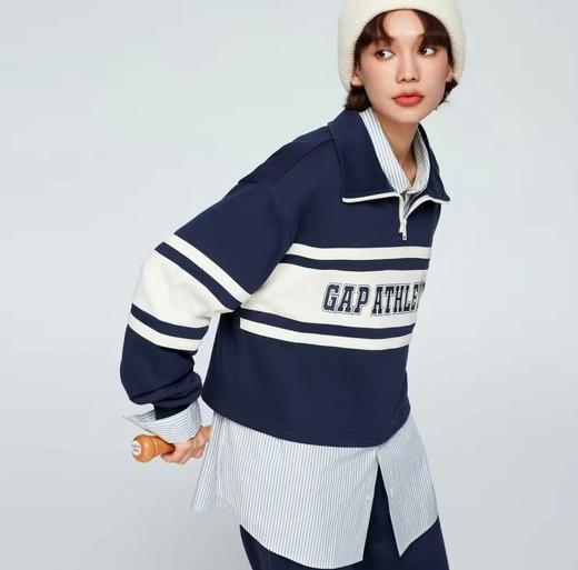 GAP 79.9元 撞色半拉链套头卫衣(线上线下同时在售不保证有货，活动款不退不换介意勿拍) 647880-QS 商品图0