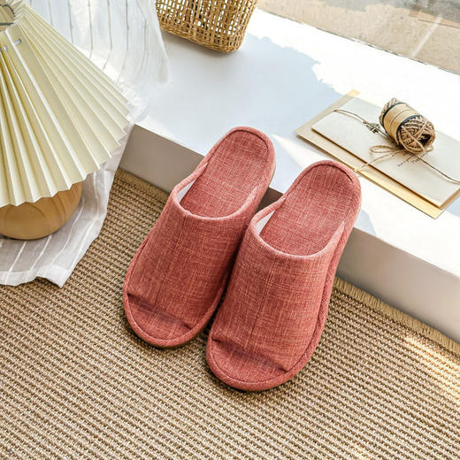 日系无印布艺拖鞋良品纯色情侣静音拖鞋防水男女家用拖鞋防滑春季 商品图1