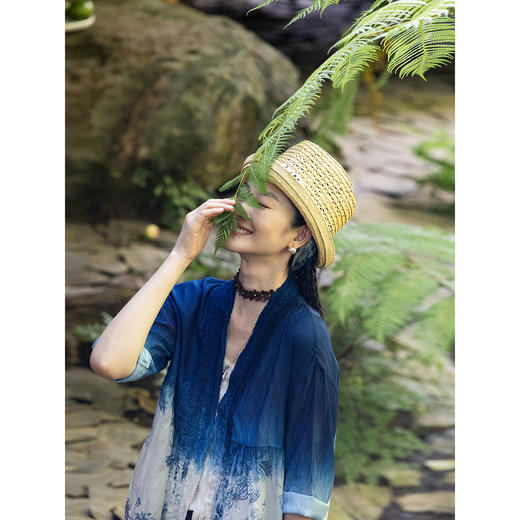 艺术家联名款 牧衣游原创植物吊染手绘印染外穿衬衫百搭文艺 云启 商品图3