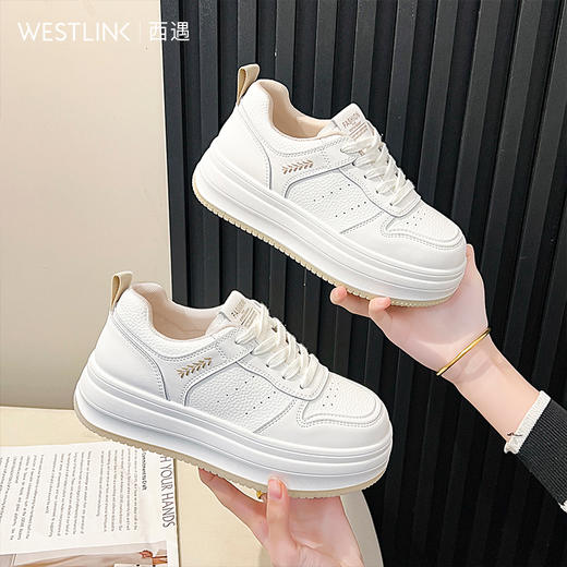 西遇厚底休闲板鞋女2026新款春季轻便时尚舒适百搭圆头休闲板鞋P0066295 商品图3