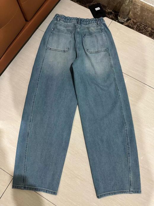 F030677复古水洗蓝松紧后腰设计宽松锥形牛仔裤 商品图1