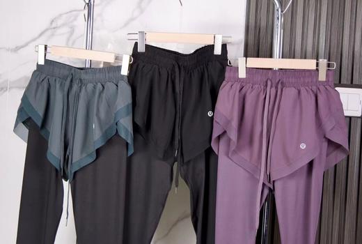 F030671高腰收腹提臀瑜伽裤女外穿跑显瘦运动紧身裤健身假两件长裤 商品图1