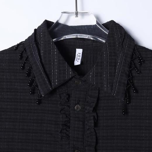 SDSA男装2026新款高贵轻奢简约时尚领口珠子花边翻领长袖衬衫百搭 商品图1