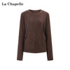 天猫同步【双面绒/高弹】拉夏贝尔/La Chapelle微胖MM必入！圆领前开叉微收腰设计简约通勤感打底衫 商品缩略图0