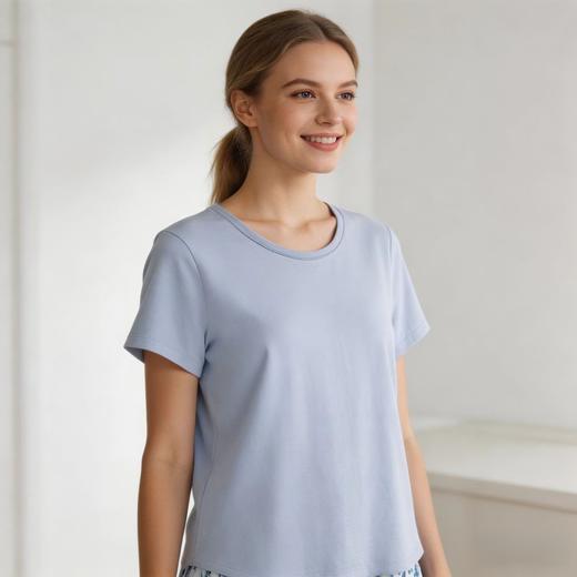 【32S棉莫单面】SCHIESSER德国舒雅女棉加莫代尔单面布面料轻薄舒适亲肤家居短袖七分裤套装 最大尺码XXL 31/26912H 商品图3